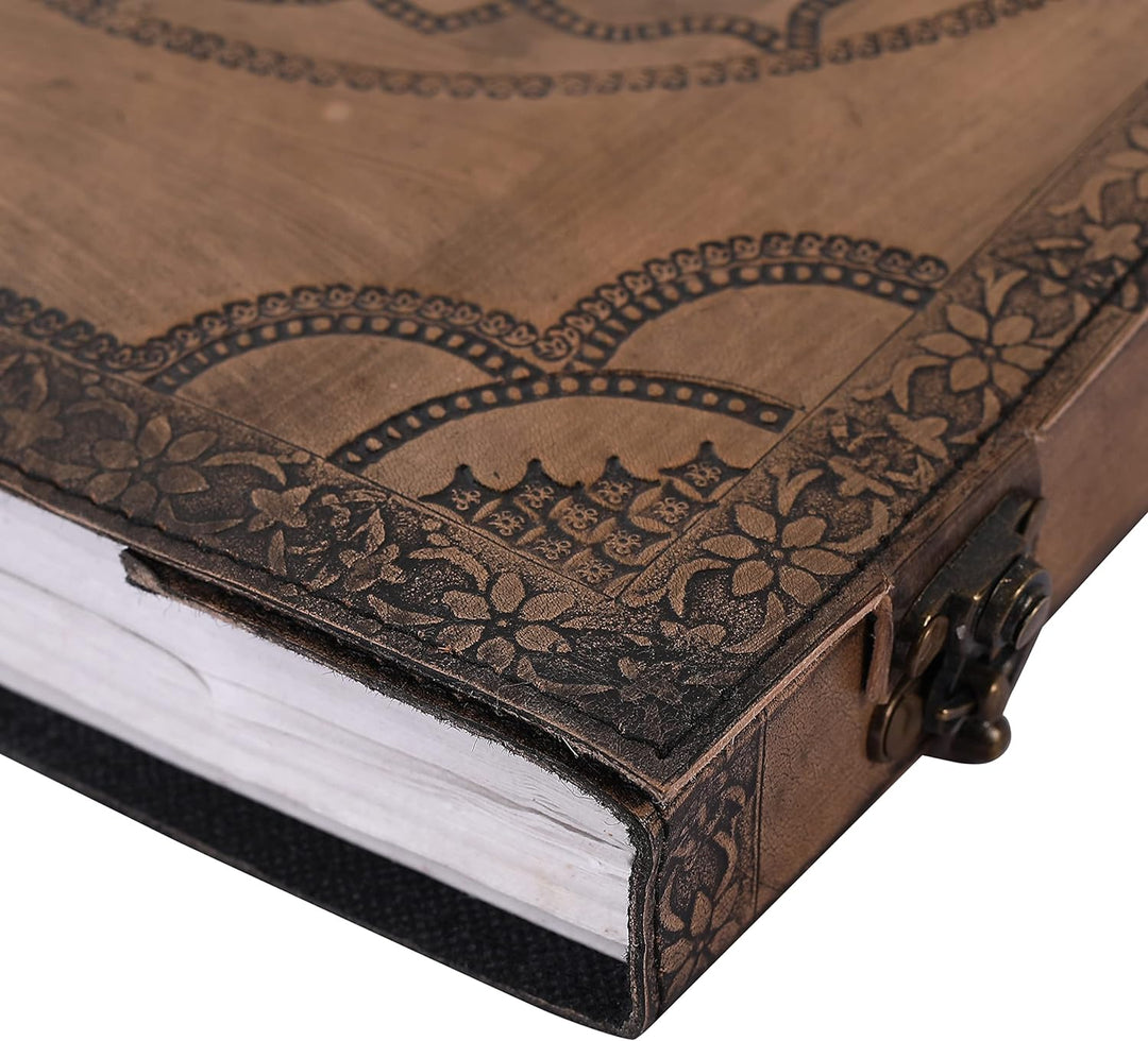 OVERDOSE Hand Embossed Stone Vintage Leather Journal - Handmade Antique Stone Journal For Students &