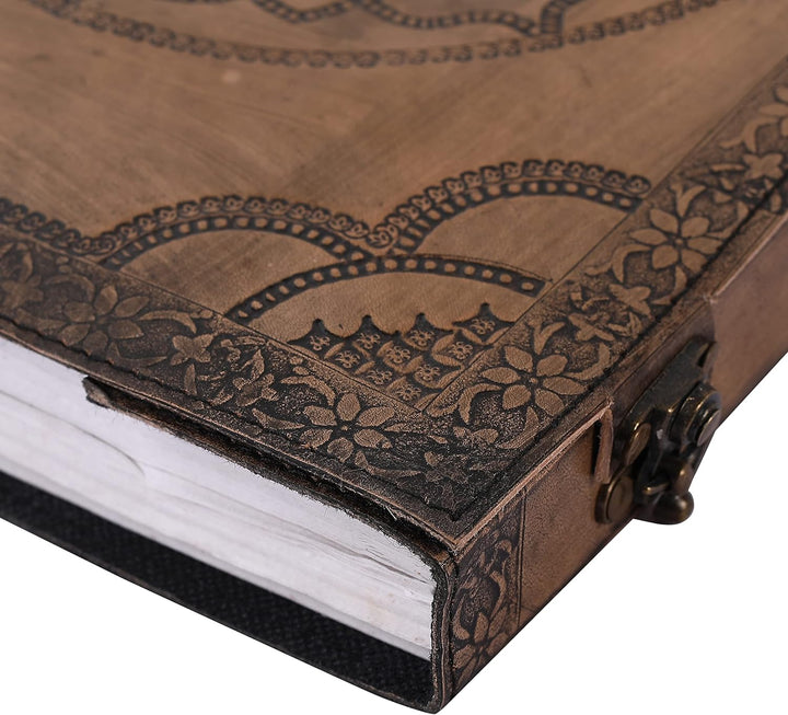 OVERDOSE Hand Embossed Stone Vintage Leather Journal - Handmade Antique Stone Journal For Students &