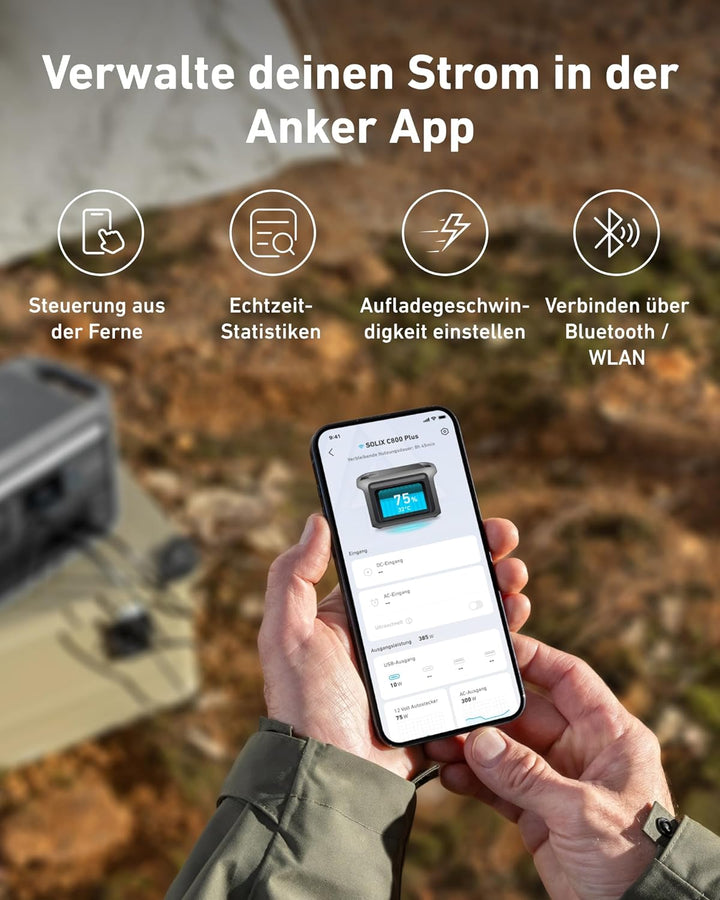 Anker SOLIX C800 Plus Tragbare Powerstation, 1200W (1600W Spitzenleistung) Solargenerator für Campin