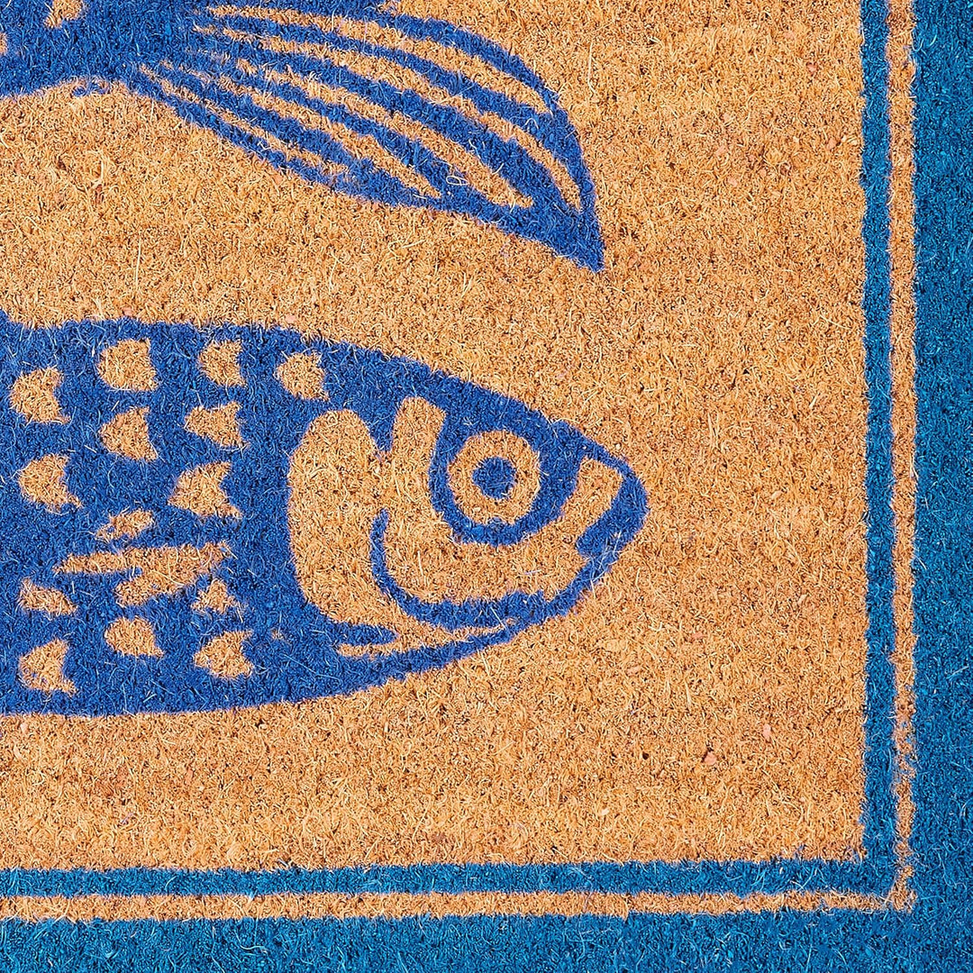 BRUBAKER Fussmatte für Aussen und Innen - Fische Blau - 45 x 75 cm Schmutzfangmatte aus 100% Kokos -