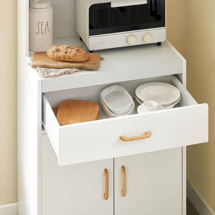 SoBuy® FSB12-W Mikrowellenschrank mit Rollen Küchenschrank Küchenwagen Getränkewagen mit 2 Ablagen,