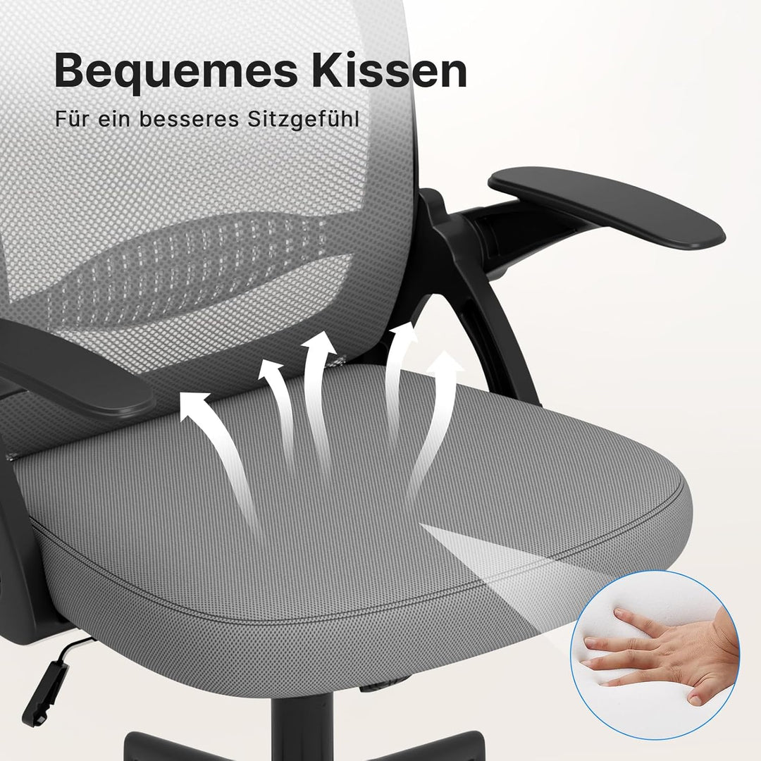 naspaluro Bürostuhl, Ergonomischer Schreibtischstuhl mit Atmungsaktiv Netzbespannung, Hochklappbare