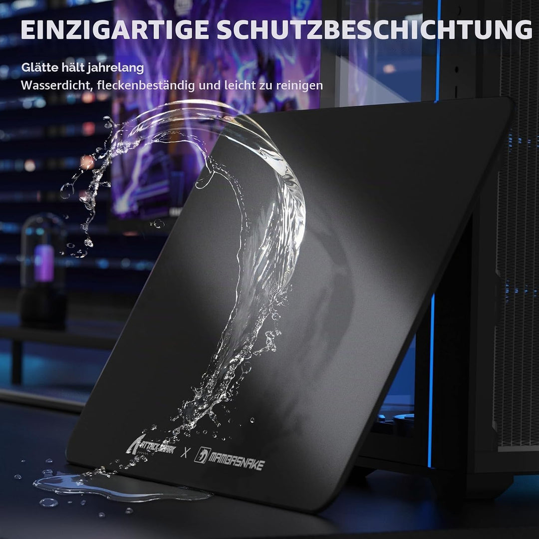 ATTACK SHARK CM05SE Verzerrtes Glas-Mauspad, 9H Härte Kratzfest, Nano-Ätzte Ultraglatte Oberfläche,