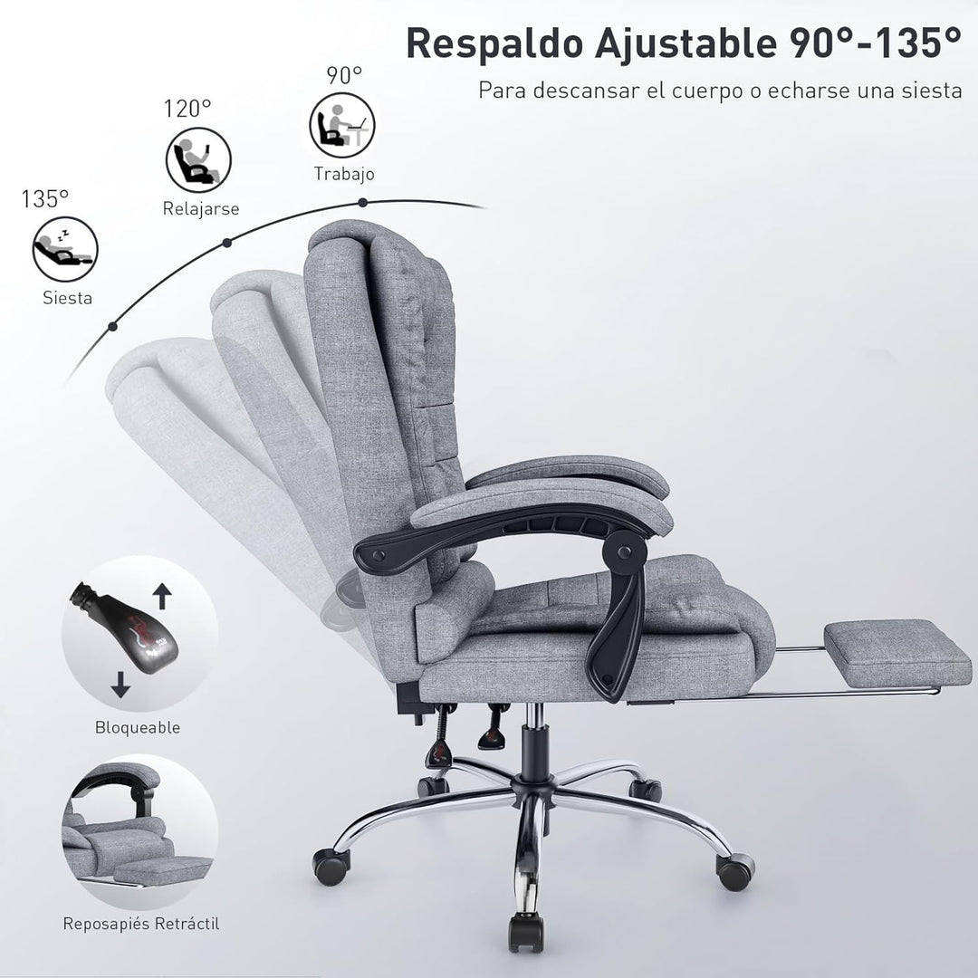 rattantree Bürostuhl Mit Fussstütze, Ergonomischer Schreibtischstuhl, PC Computerstuhl mit Gepolster