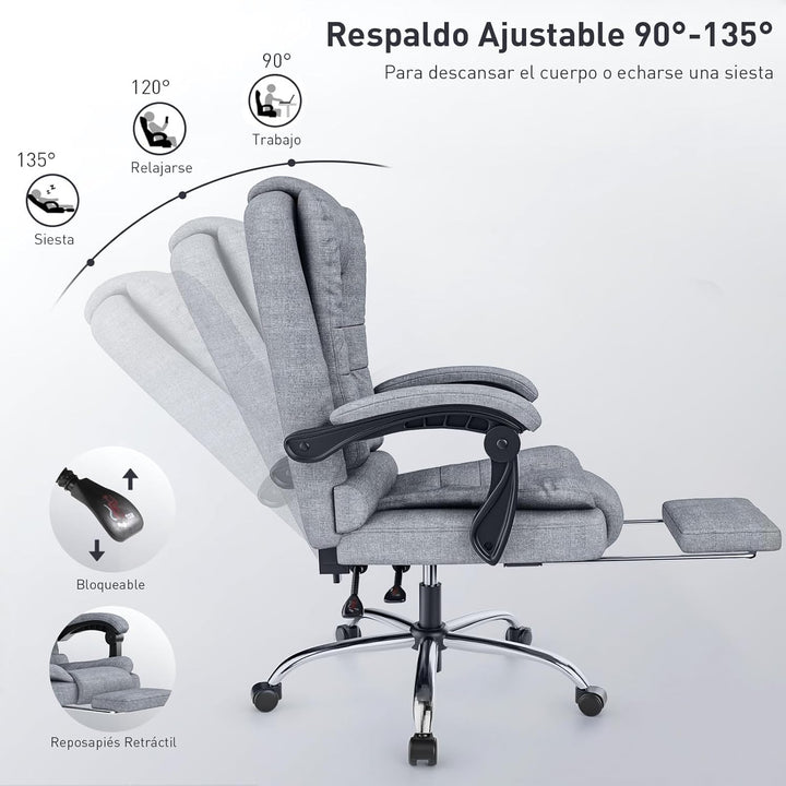 rattantree Bürostuhl Mit Fussstütze, Ergonomischer Schreibtischstuhl, PC Computerstuhl mit Gepolster