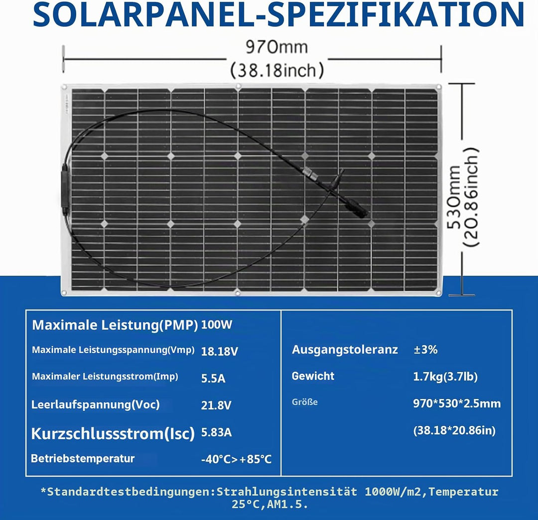100W Flexible Solar Panel Monokristallines Solarmodul Solarpanels sind geeignet für utdoor Ladegerä