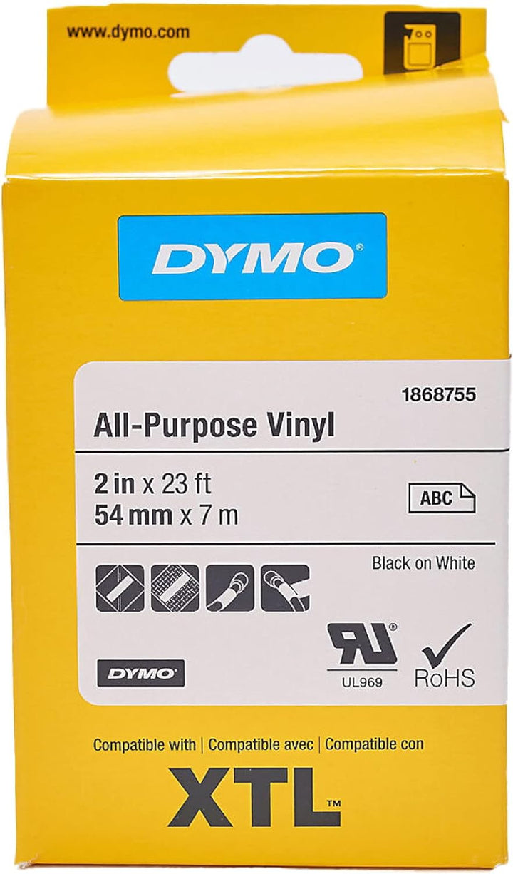 DYMO XTL Allzweck-Vinyletikett | 54 mm x 7 m | Schwarz auf Weiss Schwarz auf Wei? 54 mm x 7 m, Schwa