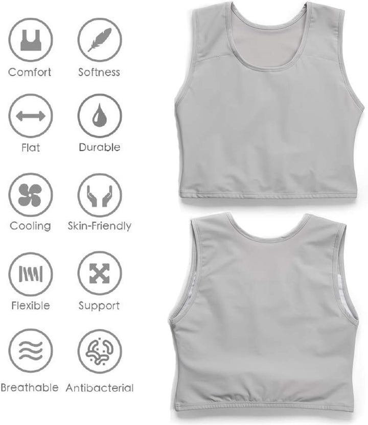 XUJI Transgender FTM Trans Atmungsaktive Halb Brust binder S T1-grau, S T1-grau