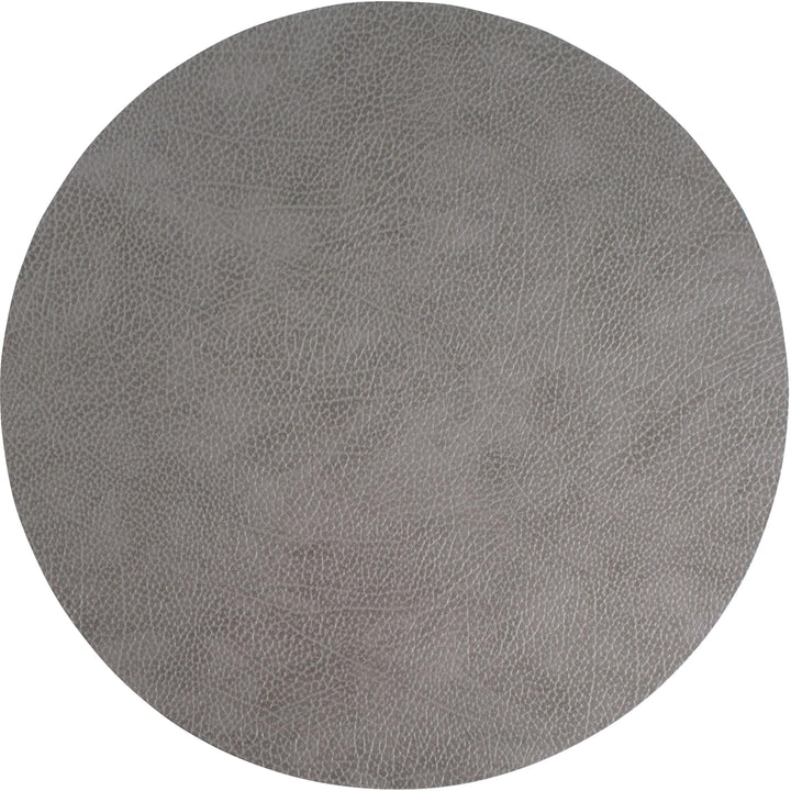 LindDNA Tischset Circle aus Recyceltem Leder in der Farbe Anthrazit-Grey, Masse: 40cm x 40cm x 0,2cm