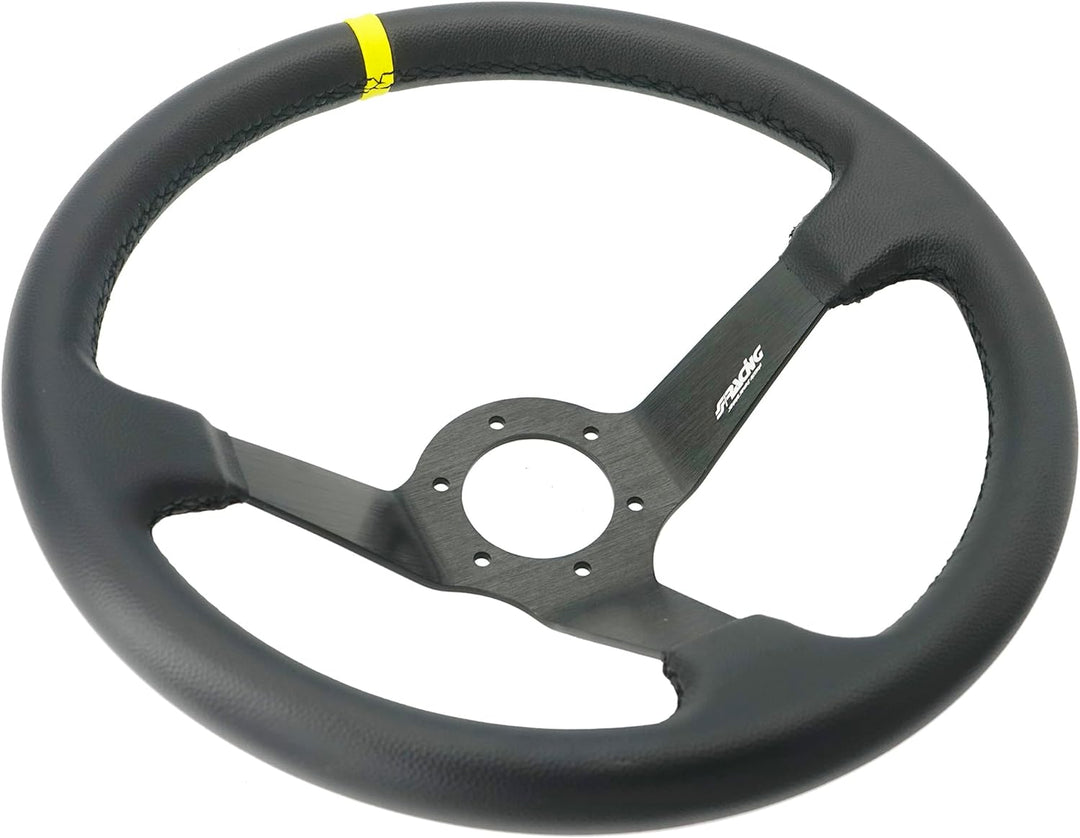 Simoni Racing Car/350P Sportlenkrad A Kelch aus Leder, Schwarz/Gelb