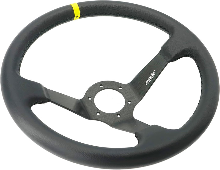 Simoni Racing Car/350P Sportlenkrad A Kelch aus Leder, Schwarz/Gelb