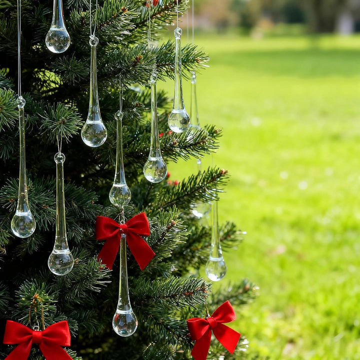 DAHI Christbaumschmuck eiszapfen eistropfen Anhänger aus Glas zum Hängen Weihnachten Dekoration (Gla