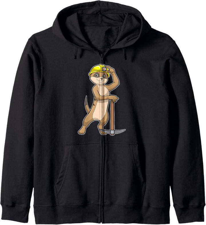 Erdmännchen Bergarbeiter Spitzhacke Helm Kapuzenjacke
