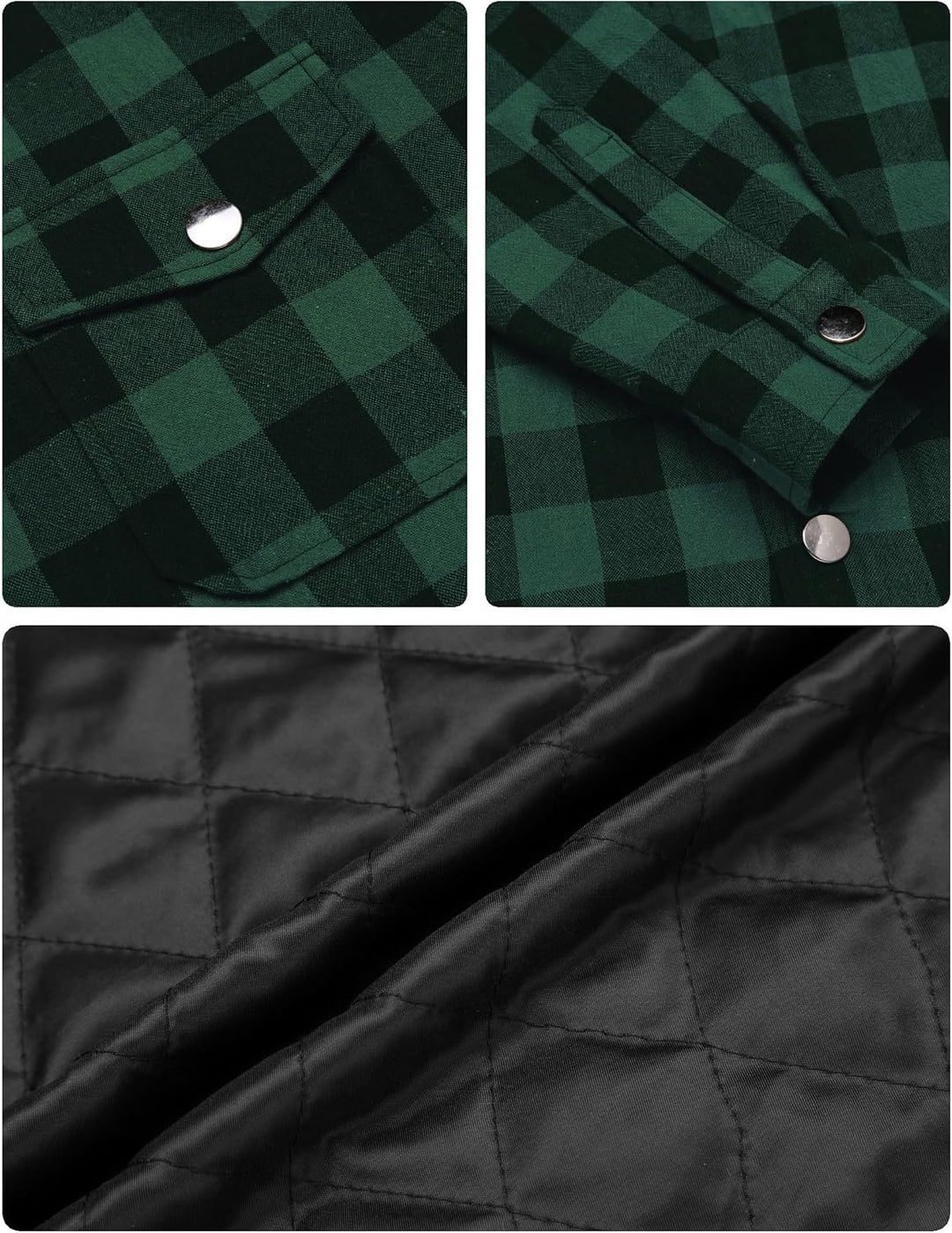 COOFANDY Herren Hemd Flanellhemd Kariert Gefüttert Holzfällerhemd Langarm Casual Button Down Winter