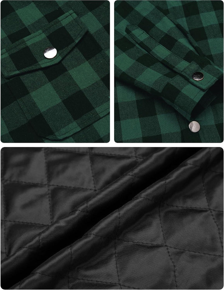 COOFANDY Herren Hemd Flanellhemd Kariert Gefüttert Holzfällerhemd Langarm Casual Button Down Winter