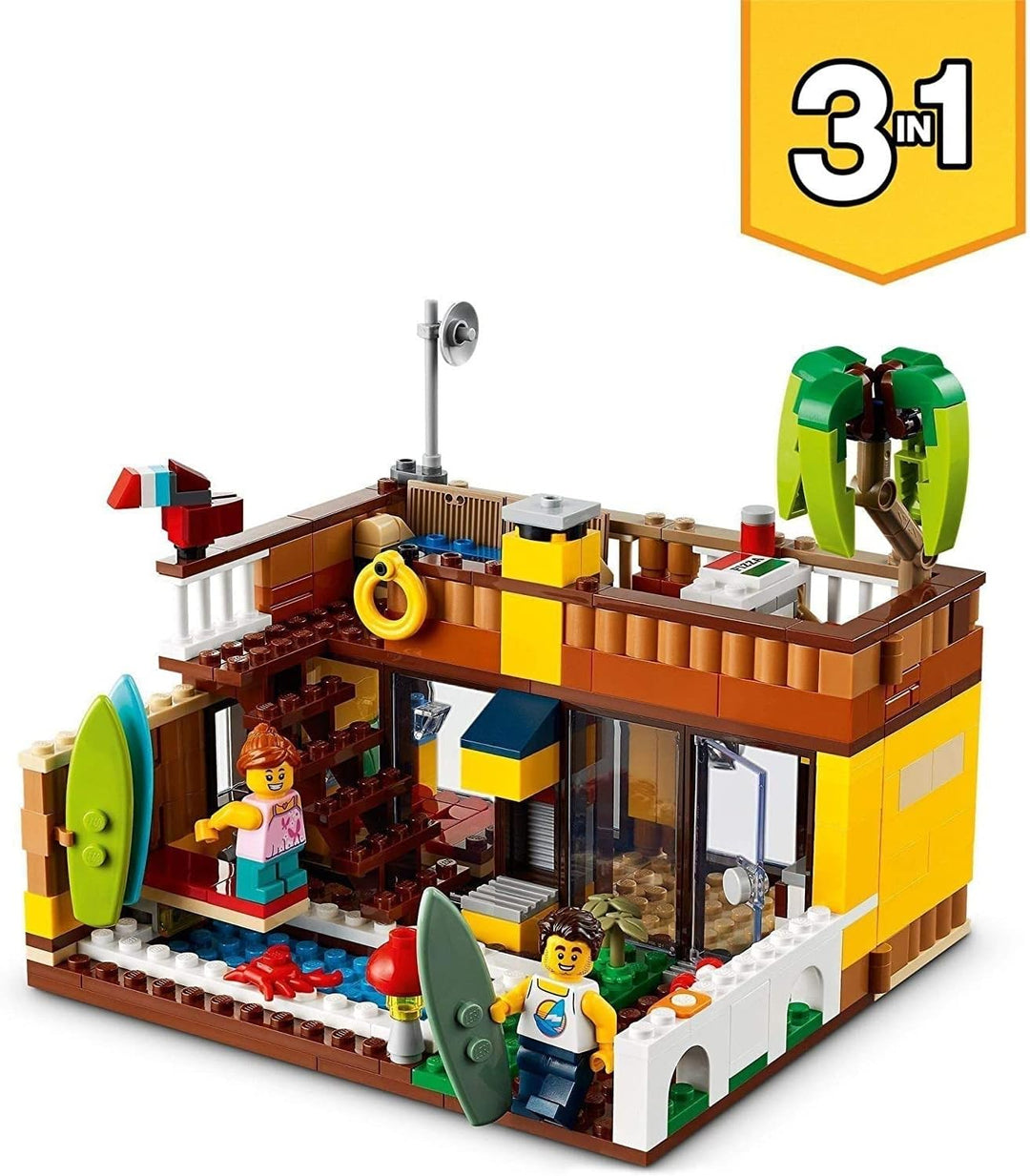 LEGO 31118 Creator 3-in-1 Surfer-Strandhaus, mit Leuchtturm, Poolhaus, Tier-Figuren wie Delfin und S
