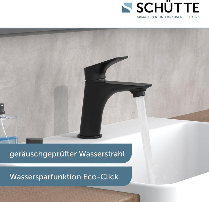 SCHÜTTE 33216 BOSTON Wasserhahn Bad Schwarz Matt, Waschtischarmatur, Mischbatterie Waschbecken Black