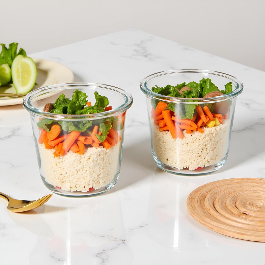 720ML Runde Glasbehälter Mit Deckel Und Löffel. Runde Glas Suppe Behälter, Meal Prep Boxen Glas für