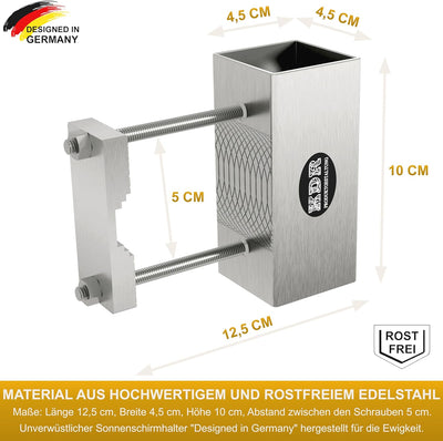 Sonnenschirmhalter aus Edelstahl für Balkongeländer rund und eckig Schirmhalterung bis Sonnenschirm