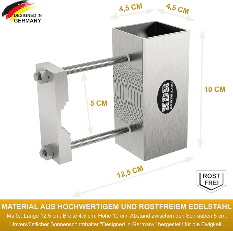 Sonnenschirmhalter aus Edelstahl für Balkongeländer rund und eckig Schirmhalterung bis Sonnenschirm