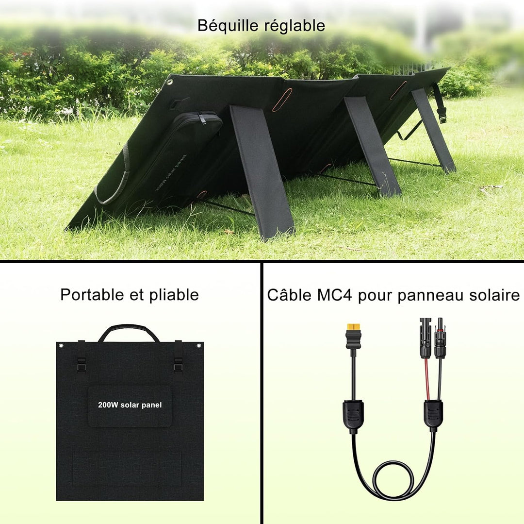 Solarplay 200w Solarpanel, Faltbar Solarmodul Geeignet für tragbare Kraftwerke, Solargeneratoren, Ca