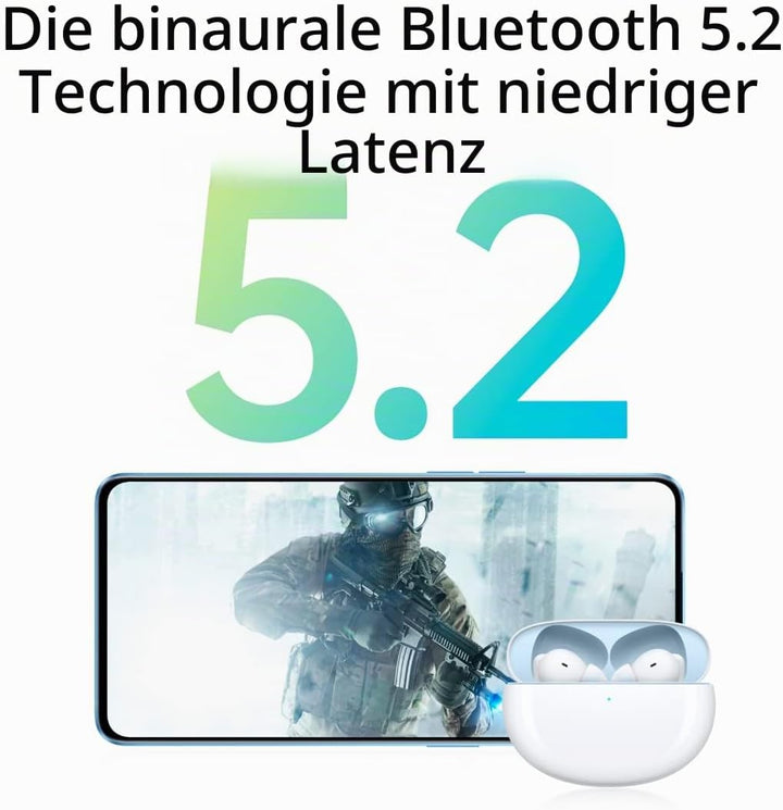 OPPO Enco Free2i kabellose Kopfhörer, Wiedergabezeit mit Lade-Case: bis zu 30 Stunden, Bluetooth 5.2