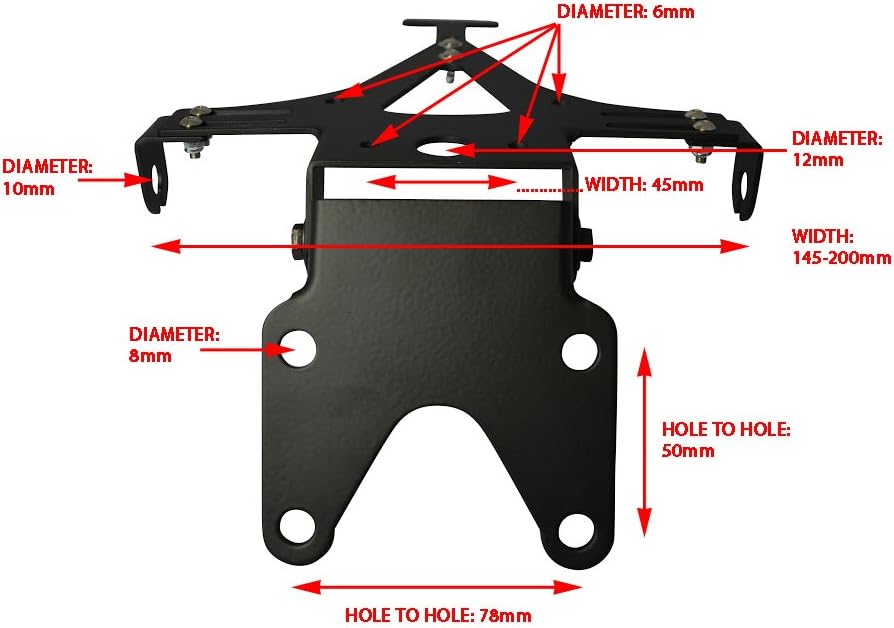 Hochwertig Schwarz Universal Verstellbar Motorrad Kennzeichenhalter Kennzeichen Nummernschild Halter