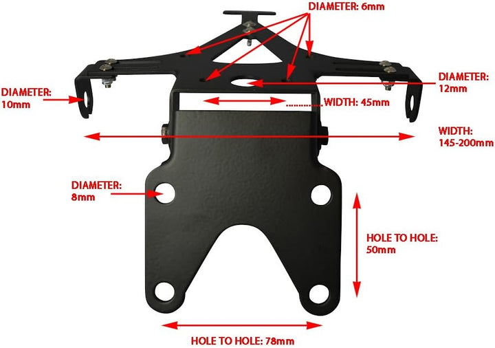 Hochwertig Schwarz Universal Verstellbar Motorrad Kennzeichenhalter Kennzeichen Nummernschild Halter