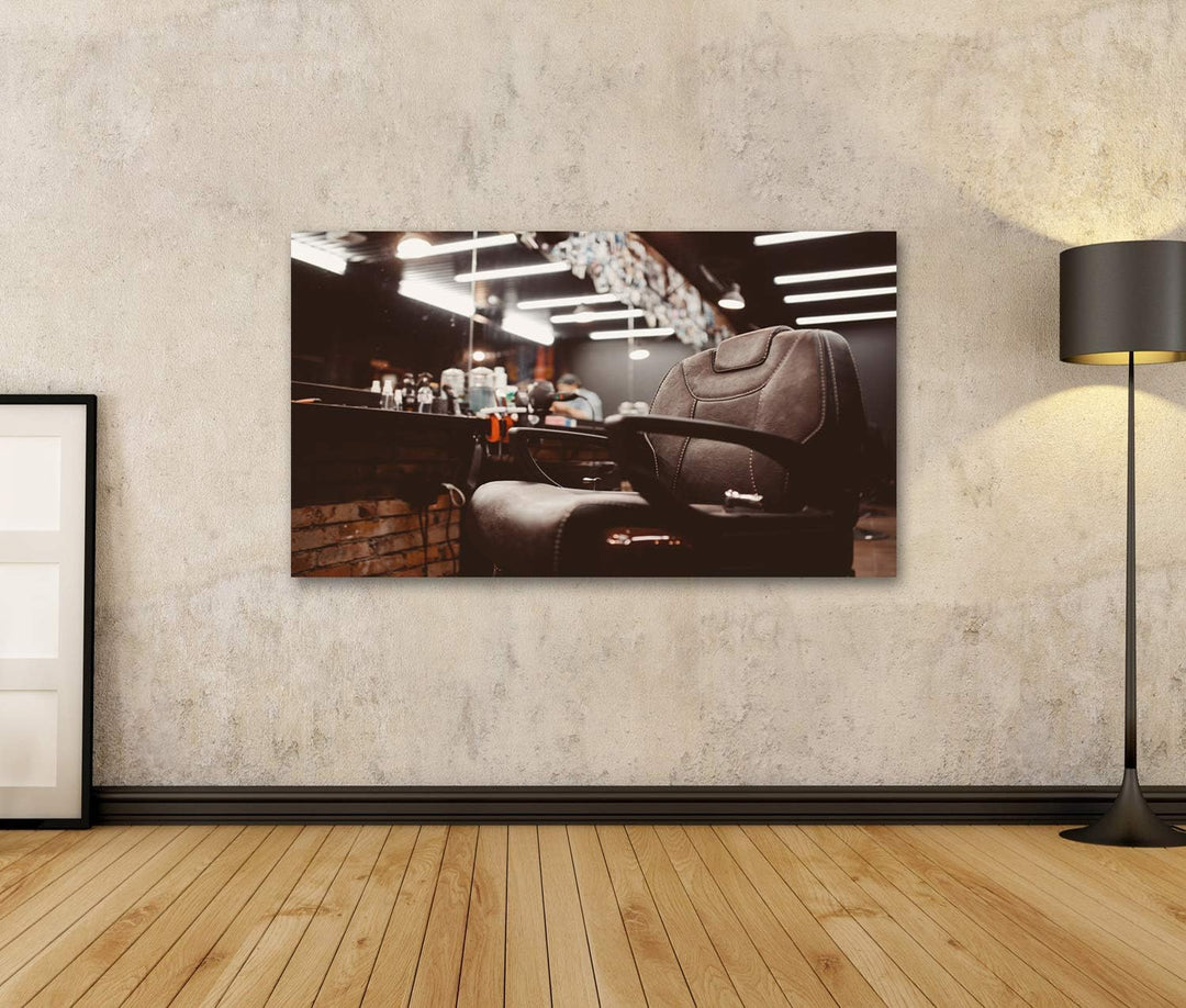islandburner Bild auf Leinwand Barbershop Sessel Moderner Friseur Friseursalon Barber Shop Männer Bi