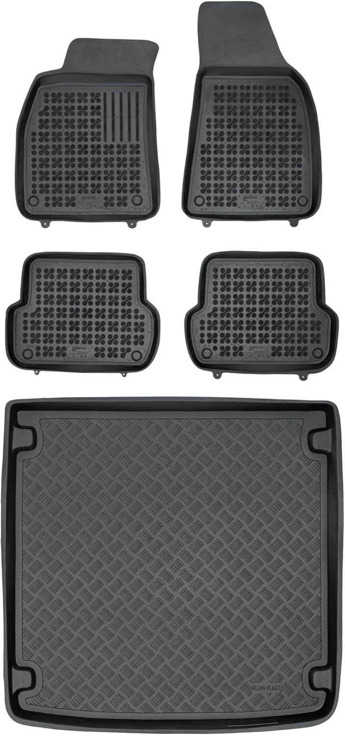 M MOTOS Satz Gummifussmatten und PE Kofferraumwanne für Audi A4 II B7 2004-2007 - Verbessern Sie Ihr