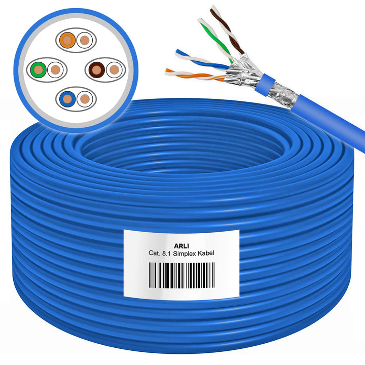 ARLI Cat8.1 Verlegekabel 25m | S/FTP doppelt geschirmt | bis zu 40 Gbit/s & 2000 MHz | Halogenfrei L