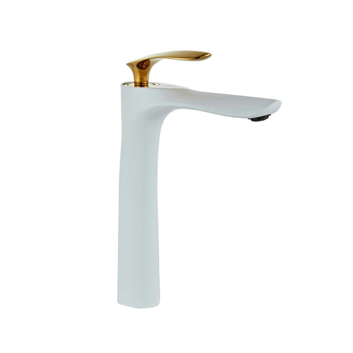 Bad Waschbecken Wasserhahn Einhandgriff Weiss/Gold Chrom hoch Körper Messing heiss und kalt Mischer