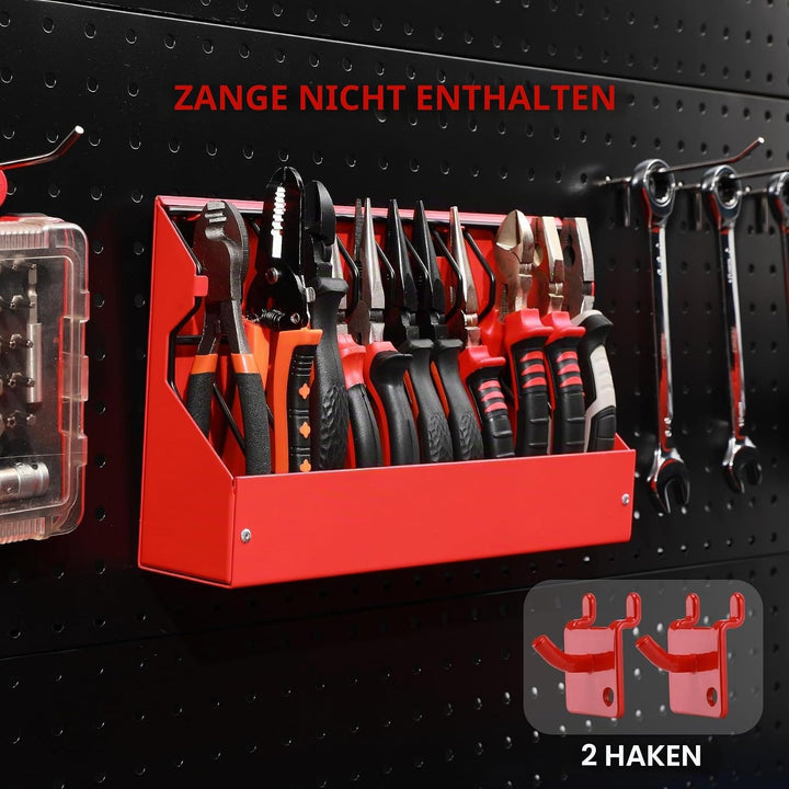 CASOMAN Plier Organizer Rack, Pliers Cutters Organizer, Black/Red, 11-Slot Plier Rack, Mounts on a p