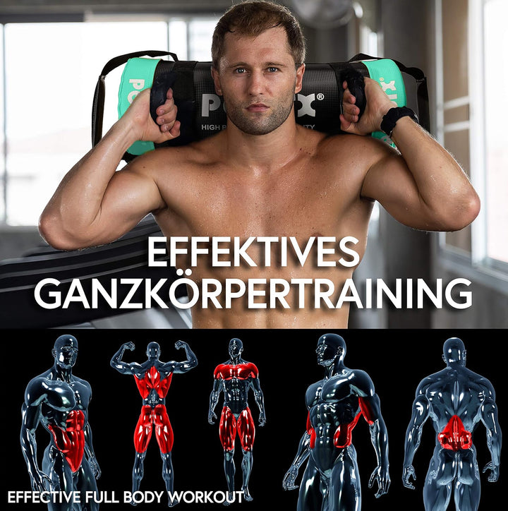 POWRX Power Bag aus Kunstleder - 5-30kg, Flexible Trainingsintensität - Kraft- und Ausdauertraining