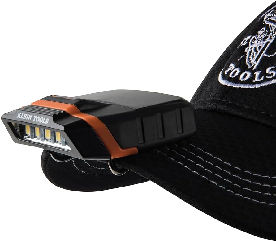 Klein Tools 56402 Cap Visor, LED Clip on Light, schwenkbarer Kopf, 2 x AAA Batterien inklusive