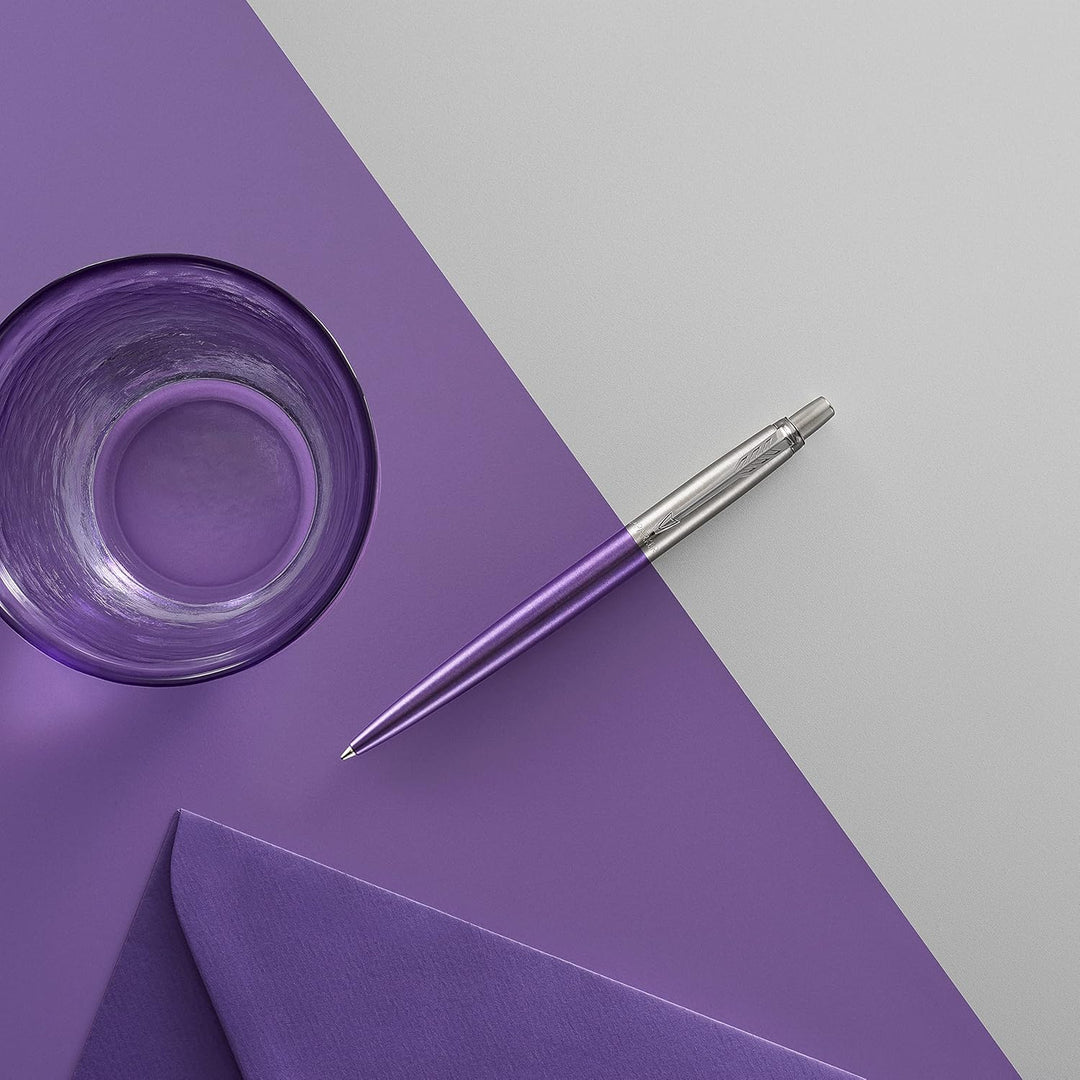 Parker Jotter Kugelschreiber | Victoria Violet | Mittlere Spitze | Blaue Tinte | Geschenkbox ballpoi