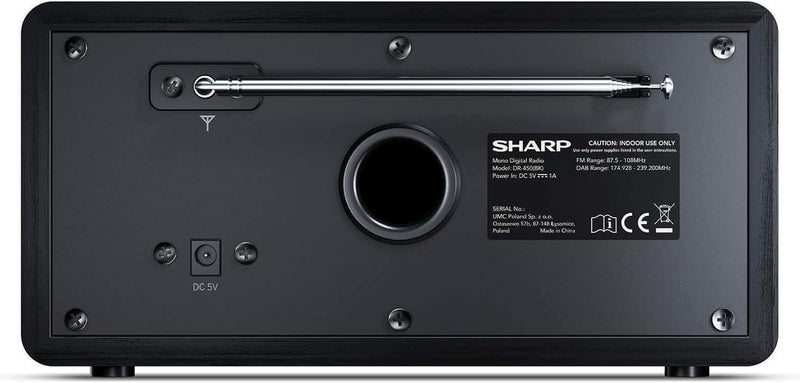 SHARP DR450 Digitalradio (DAB/DAB+/FM mit RDS, Bluetooth, Wecker-Funktionen, 6 Watt), schwarz Mono D