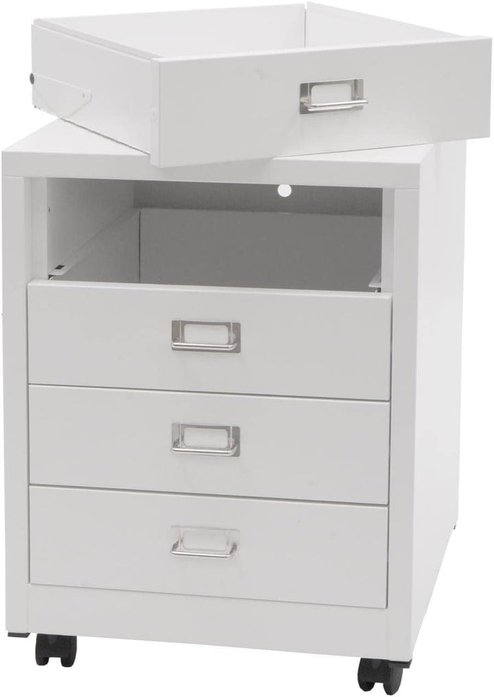 Mendler Rollcontainer HWC-L49, Schubladenschrank Stahlschrank Aktenschrank, Metall 55x40x41cm 4 Schu
