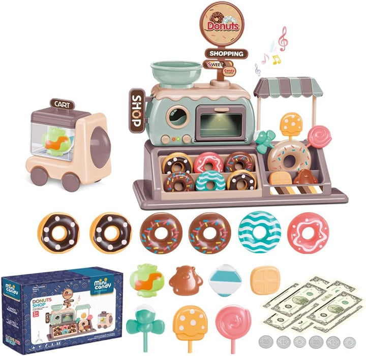 Donut Spielzeug Süsswarenladen Realistischer funktionaler Donut Ofen mit Licht und Sound Tragekorb S