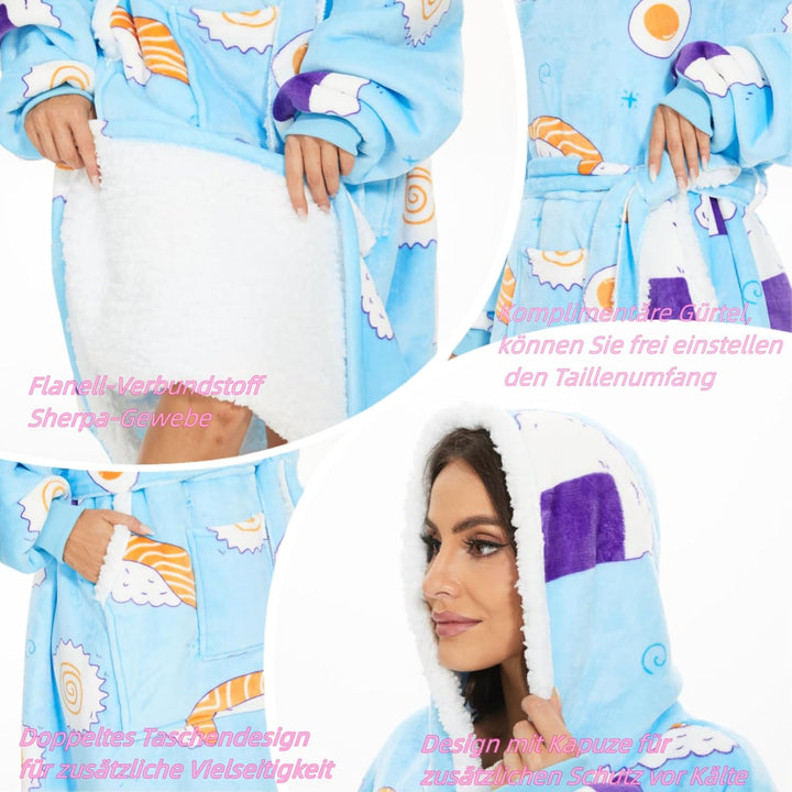 Oversized Hoodie Decke Damen，Verlängern Decken Hoodie,Extra Dick und Warm Deckenpullover，Blanket Hoo