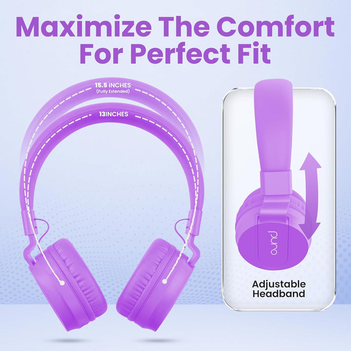 Puro Sound Labs PuroBasic Volume Limiting Wired Headphones for Kids, Boys, Girls 2+ Foldable & Adjus