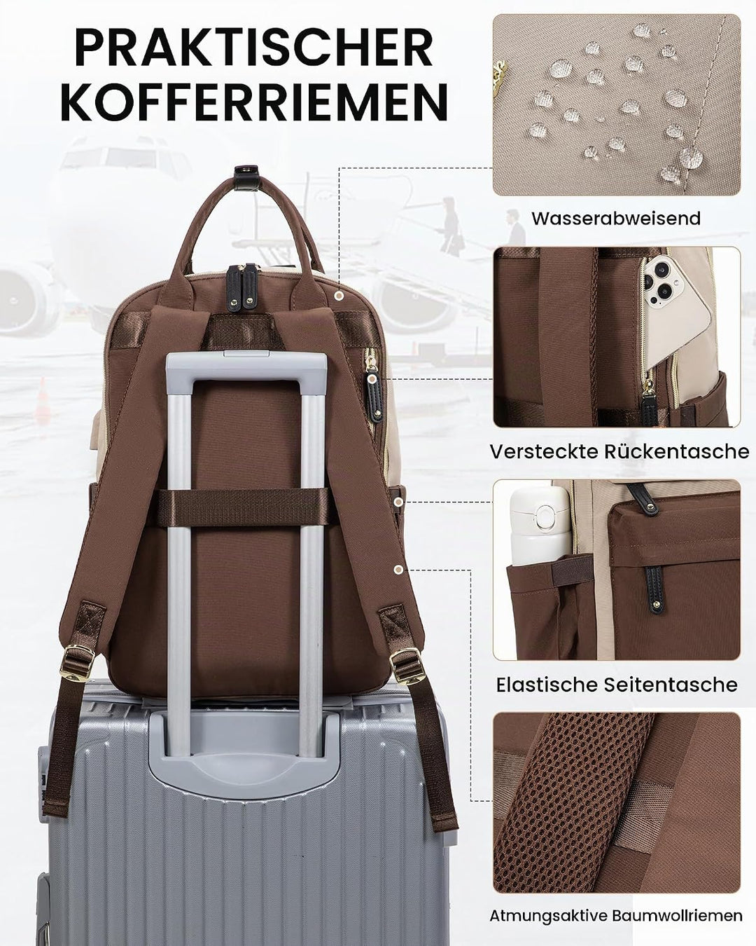 LOVEVOOK Arbeitstasche Reiserucksack Damen, 15,6 Zoll Laptop Backpack Women Wasserdicht, Schulrucksa