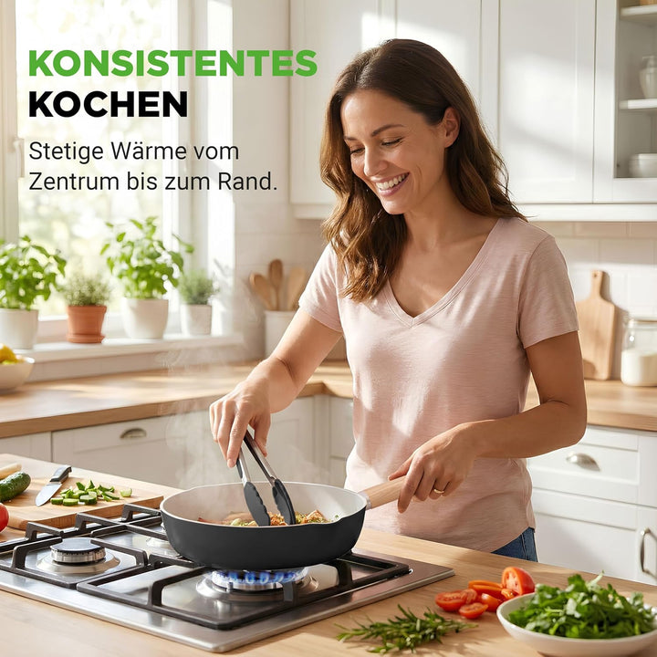 NutriChef Keramik Topfset und Pfannenset – 14-teilig für Induktion mit Antihaftbeschichtung, inklusi