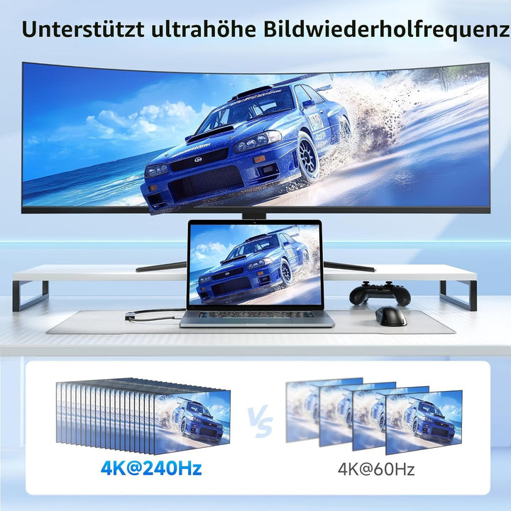 Cable Matters 48 Gbps USB C auf HDMI 2.1 Adapter für macOS, unterstützt 8K 60Hz / 4K 240Hz HDR, Thun