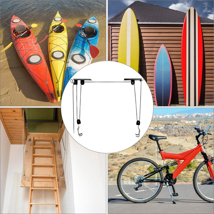 QWORK® Fahrradlift, Fahrrad Deckenlift 60 kg Traglast, Fahrradlift mit Flaschenzug