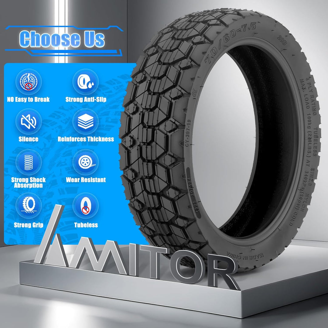 70/60-7.5 E Scooter Reifen Tubeless für 11 Zoll Räder - Offroad &amp; Geländetauglich - Ersatz-Vakuumrei