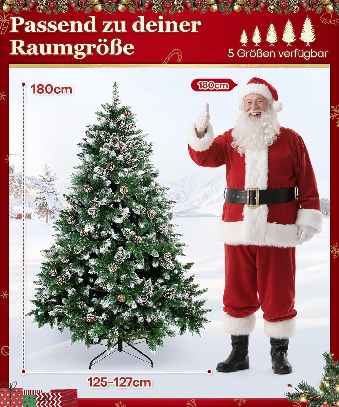 Yorbay künstlicher Weihnachtsbaum Tannenbaum mit Ständer 120cm-240cm für Weihnachten-Dekoration Mehr