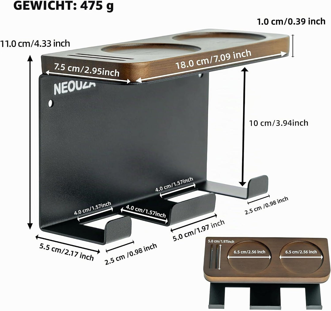 NEOUZA Espressozubehör-Halter, wandmontierter Organizer für Kaffeestampfer, Verteiler, Siebträger, P