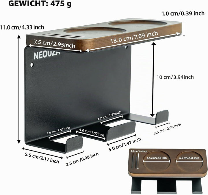 NEOUZA Espressozubehör-Halter, wandmontierter Organizer für Kaffeestampfer, Verteiler, Siebträger, P