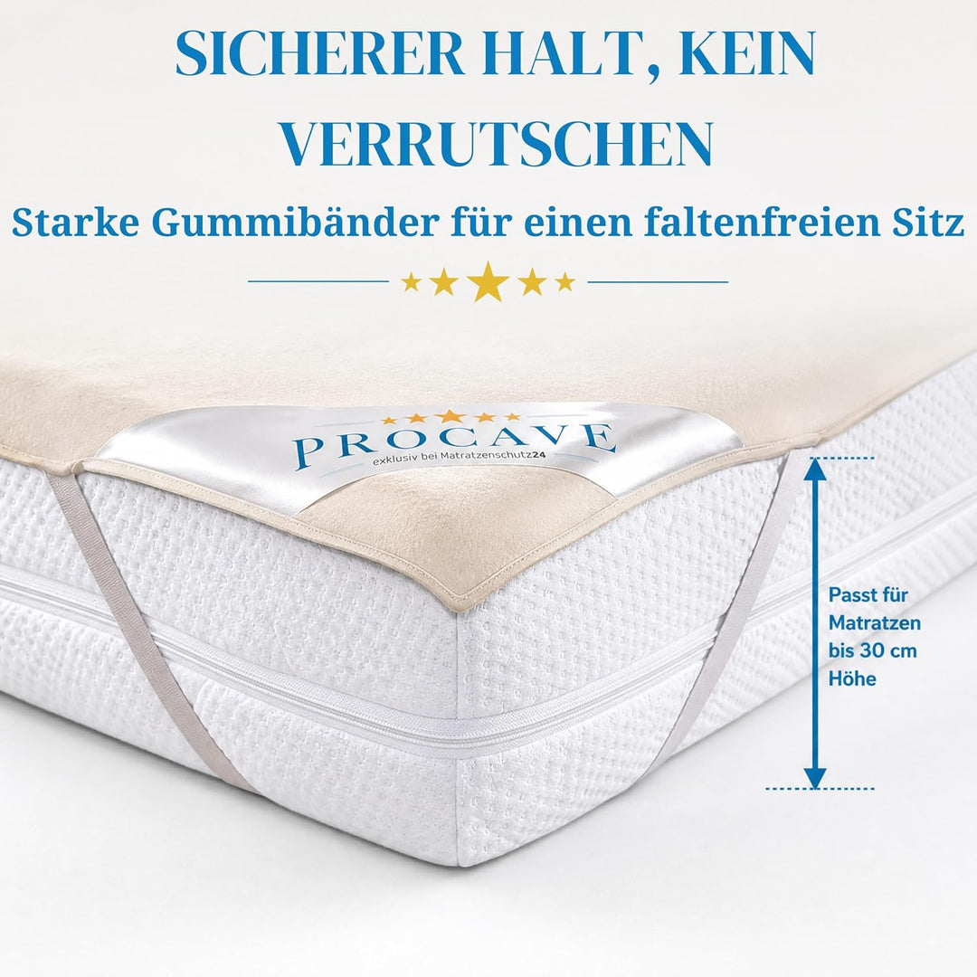 PROCAVE Matratzen-Auflage aus 100% Baumwolle, Natur-Matratzenschoner atmungsaktiv, hochwertige Molto